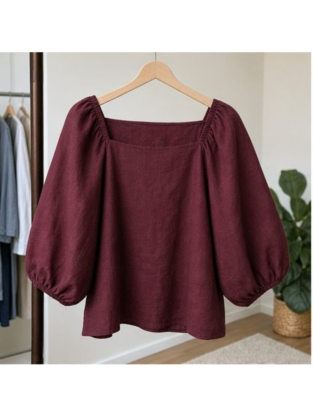 Burgundy Ruffle Blouse - Picture 1 of 6